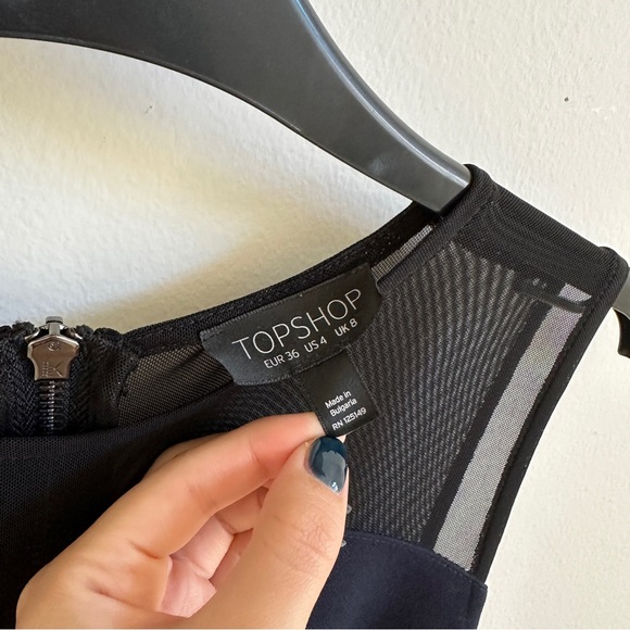 Topshop - blue dress with mesh detailing - Picture 7 of 10